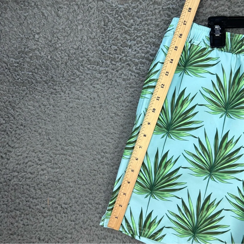 Vineyard Vines Mens Swim Trunks Large Chappy Palm Printed Green Lined 7” Inseam‎